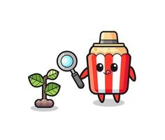 cute popcorn herbalist researching a plants vector