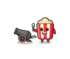 cute popcorn shoot using cannon vector