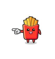 french fries cartoon with pointing left gesture vector