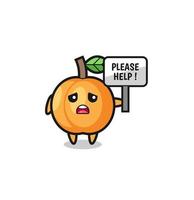 cute apricot hold the please help banner vector