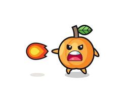 cute apricot mascot is shooting fire power vector