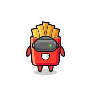 cute french fries using VR headset vector