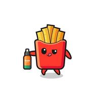cute french fries holding mosquito repellent vector