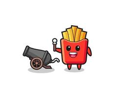 cute french fries shoot using cannon vector