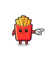 french fries mascot with pointing right gesture vector