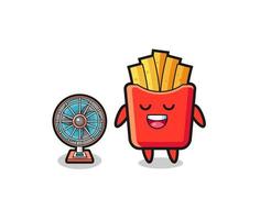 cute french fries is standing in front of the fan vector