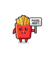 cute french fries hold the please help banner vector