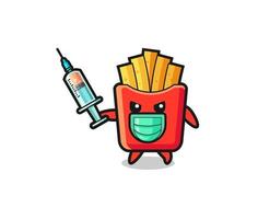 illustration of the french fries to fight the virus vector