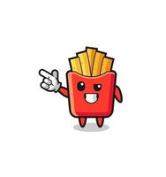 french fries mascot pointing top left vector