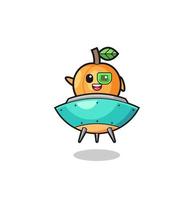 apricot cartoon riding a future spaceship vector