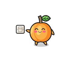 cartoon apricot is turning off light vector