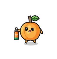 cute apricot holding mosquito repellent vector