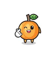 apricot character doing Korean finger heart vector