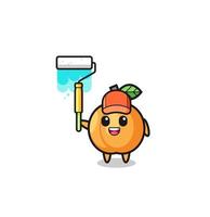 the apricot painter mascot with a paint roller vector