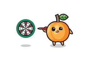cute apricot is playing dart vector