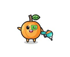 apricot cartoon as future warrior mascot vector