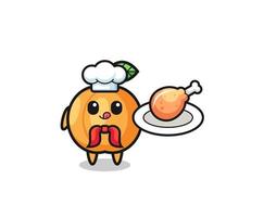 apricot fried chicken chef cartoon character vector