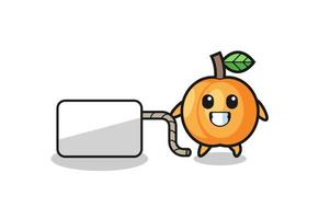 apricot cartoon is pulling a banner vector