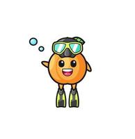 the apricot diver cartoon character vector