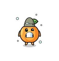 cute cartoon apricot with shivering expression vector