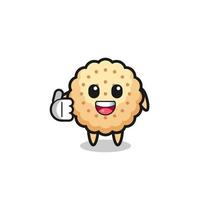 round biscuits mascot doing thumbs up gesture vector