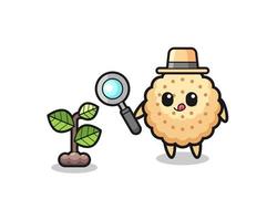cute round biscuits herbalist researching a plants vector