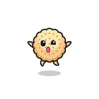 round biscuits character is jumping gesture vector