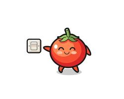 cartoon tomatoes is turning off light vector