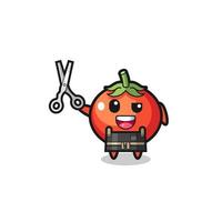 Personaje de tomates como mascota de peluquería. vector