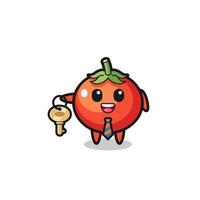 cute tomatoes as a real estate agent mascot vector