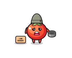 cute tomatoes beggar cartoon character vector
