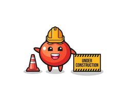 Ilustración de tomates con banner en construcción vector