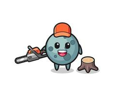 asteroid lumberjack character holding a chainsaw vector