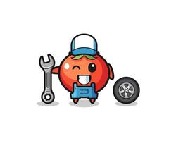 the tomatoes character as a mechanic mascot vector