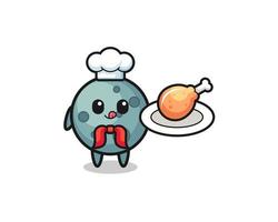 asteroid fried chicken chef cartoon character vector