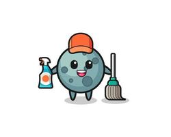 cute asteroid character as cleaning services mascot vector