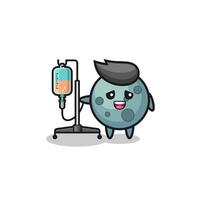 cute asteroid character standing with infusion pole vector