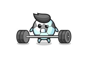 cartoon of football lifting a barbell vector