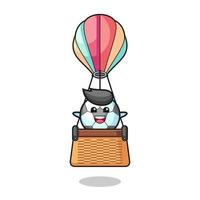 football mascot riding a hot air balloon vector