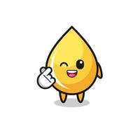 honey drop character doing Korean finger heart vector