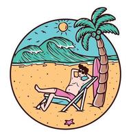 relajarse en la ilustración de vector de playa