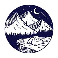 Night view of the mountain vector illustration
