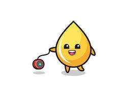 cartoon of cute honey drop playing a yoyo vector