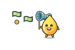 illustration of the honey drop catching flying money vector