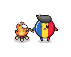 romania flag character is burning marshmallow vector