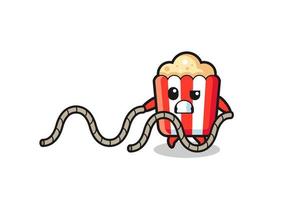 illustration of popcorn doing battle rope workout vector