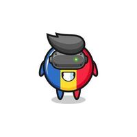 cute romania flag using VR headset vector