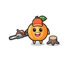 apricot lumberjack character holding a chainsaw vector