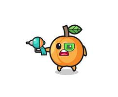 cute apricot holding a future gun vector