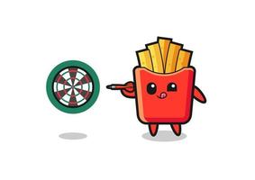 cute french fries is playing dart vector